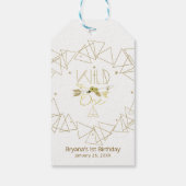 ワイルドワン金ゴールド&ホワイトボホー1st誕生日ANY COLOR ギフトタグ (裏面)