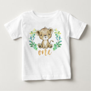 ワイルドワン1歳のライオンベビーTシャツ ベビーTシャツ