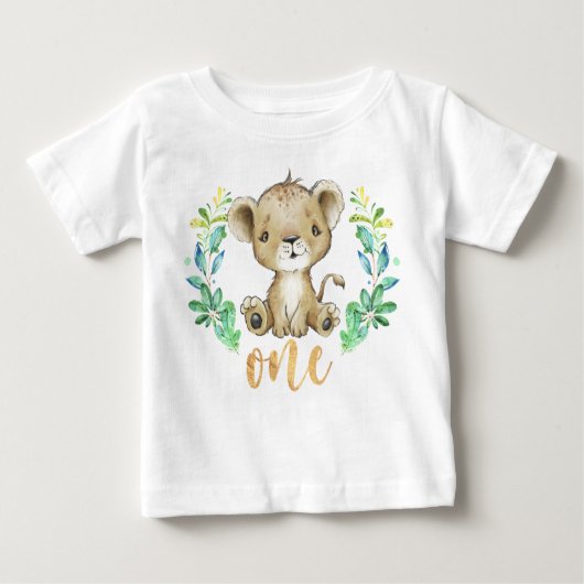 ワイルドワン1歳のライオンベビーTシャツ ベビーTシャツ (正面)