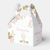 ワイルドワン1歳の誕生日の動物サンキューピンク金ゴールド フェイバーボックス (裏面サイド)