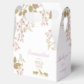 ワイルドワン1歳の誕生日の動物サンキューピンク金ゴールド フェイバーボックス (オープン)