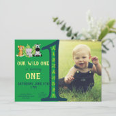 ワイルドワン1歳の誕生日の少年の写真 招待状 (スタンド正面)