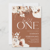 ワイルドワン1歳の誕生日の招待ボホテラコッタ 招待状 (正面)