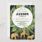 ワイルドワン1歳の誕生日の招待ボーイサファリ招待状 招待状 (正面)