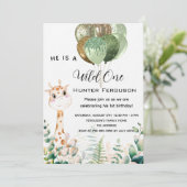 ワイルドワン1歳の誕生日キリンのジャングルの贅沢 招待状 (スタンド正面)