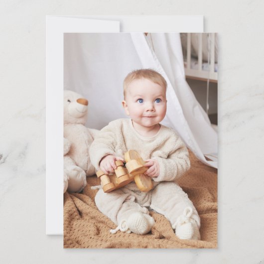 ワイルドワン1歳の誕生日サファリ動物かわいい写真 招待状 (裏面)