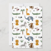 ワイルドワン1歳の誕生日サファリ動物かわいい子たち 招待状 (裏面)