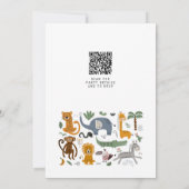 ワイルドワン1歳の誕生日サファリ動物かわいい子たち 招待状 (裏面)