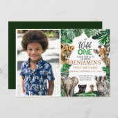 ワイルドワン1歳の誕生日サファリ 招待状 (正面/裏面)