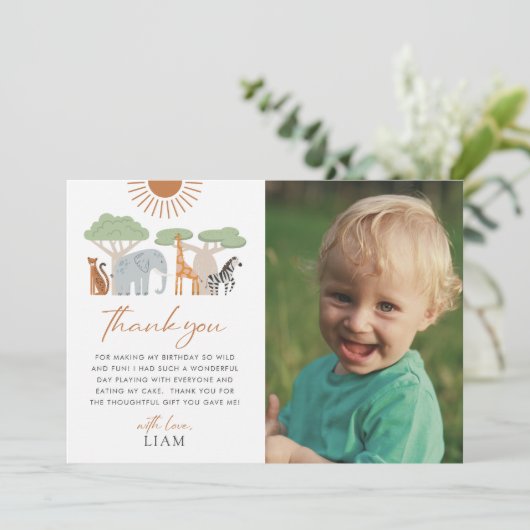 ワイルドワン1歳の誕生日サンキューカード サンキューカード (スタンド正面)