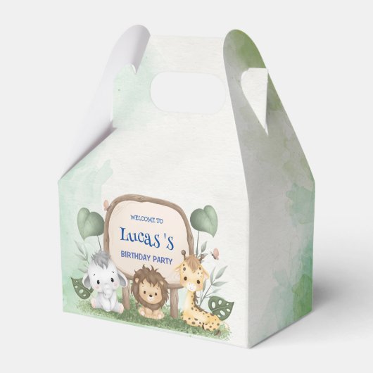 ワイルドワン1歳の誕生日ジャングルサファリバースデーパーティー フェイバーボックス (正面サイド)