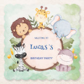 ワイルドワン1歳の誕生日ジャングルサファリバースデーパーティー ペーパーコースター (正面)