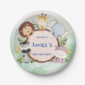 ワイルドワン1歳の誕生日ジャングルサファリバースデーパーティー ペーパープレート (正面)