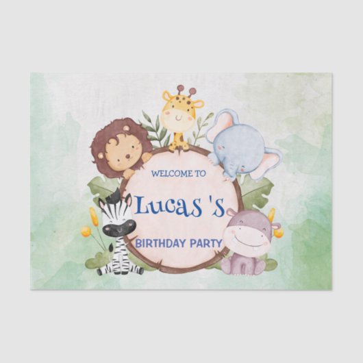 ワイルドワン1歳の誕生日ジャングルサファリバースデーパーティー 薄葉紙 (正面)