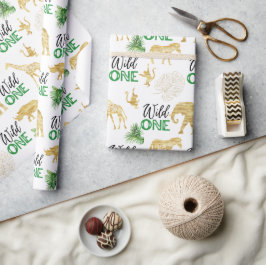 ワイルドワン1歳の誕生日トロピカルジャングルサファリ ラッピングペーパー