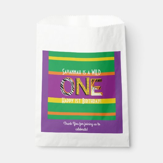 ワイルドワン1歳の誕生日パーティーサファリ フェイバーバッグ (正面)