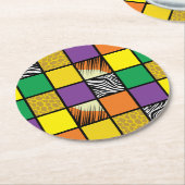 ワイルドワン1歳の誕生日パーティーサファリ ラウンドペーパーコースター (アングル)