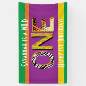 ワイルドワン1歳の誕生日パーティーサファリ 横断幕 (縦)