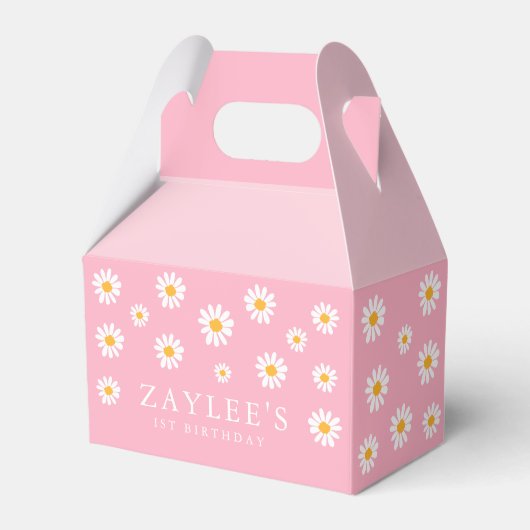 ワイルドワン1歳の誕生日パーティーボホピンクデイジー フェイバーボックス (正面サイド)