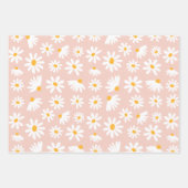 ワイルドワン1歳の誕生日パーティーボホ赤面ピンクデイジー ラッピングペーパーシート (正面2)