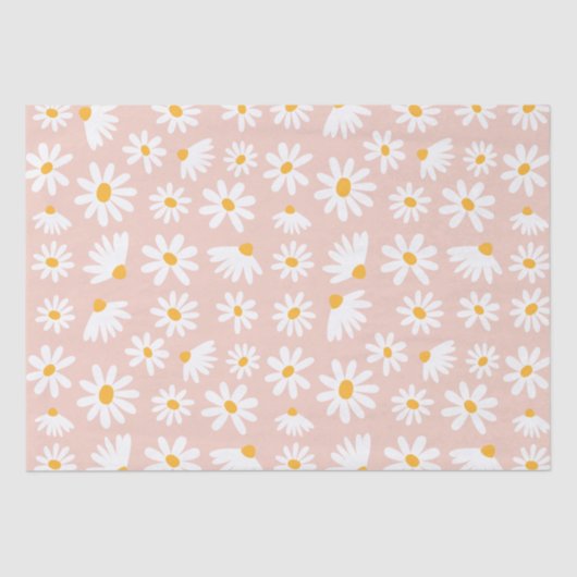 ワイルドワン1歳の誕生日パーティーボホ赤面ピンクデイジー 薄葉紙 (正面)