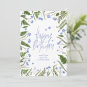 ワイルドワン1歳の誕生日ブルーシダフローラ植物学i 招待状 (スタンド正面)