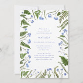 ワイルドワン1歳の誕生日ブルーシダフローラ植物学i 招待状 (裏面)