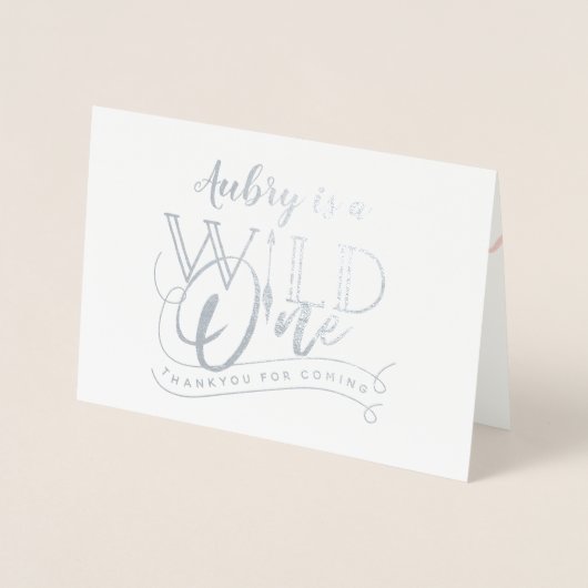 ワイルドワン1歳の誕生日ホイル実在フト写真感謝していユーズ 箔カード (正面)