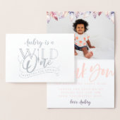 ワイルドワン1歳の誕生日ホイル実在フト写真感謝していユーズ 箔カード (ディスプレー)