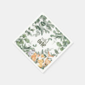 ワイルドワン1歳の誕生日招待状ウッドランドサファリ スタンダードカクテルナプキン (角)