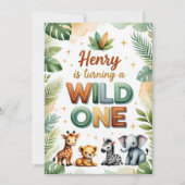 ワイルドワン1歳の誕生日招待状カード – Henry 招待状 (正面)
