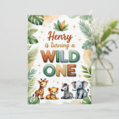 ワイルドワン1歳の誕生日招待状カード – Henry 招待状 (スタンド正面)