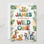 ワイルドワン1歳の誕生日招待状カード – James 招待状 (正面)