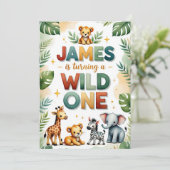 ワイルドワン1歳の誕生日招待状カード – James 招待状 (スタンド正面)