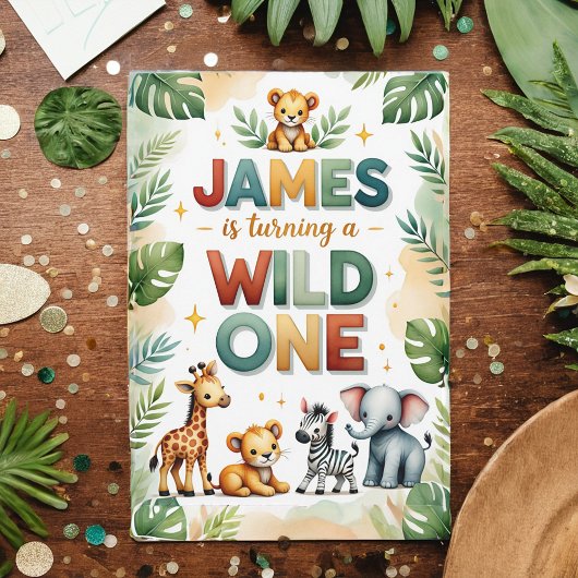 ワイルドワン1歳の誕生日招待状カード – James 招待状