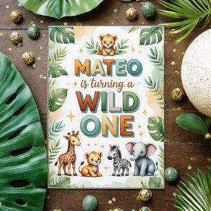 ワイルドワン1歳の誕生日招待状カード – Mateo 招待状