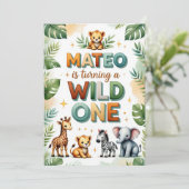 ワイルドワン1歳の誕生日招待状カード – Mateo 招待状 (スタンド正面)