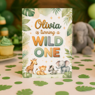 ワイルドワン1歳の誕生日招待状カード – Olivia 招待状