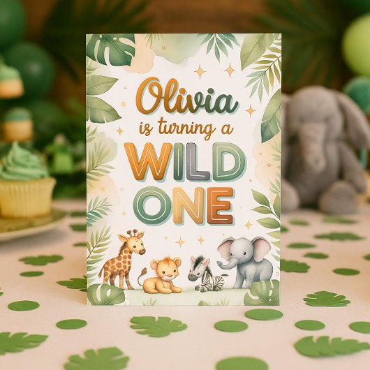 ワイルドワン1歳の誕生日招待状カード – Olivia 招待状