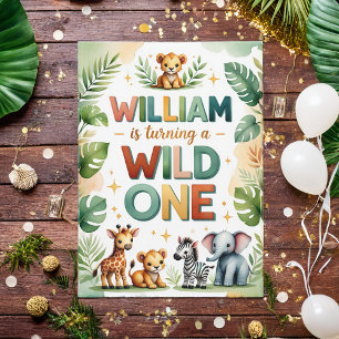 ワイルドワン1歳の誕生日招待状カード – William 招待状