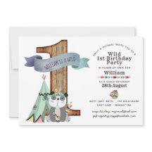 ワイルドワン1歳の誕生日招待状トライバルパンダティーペ