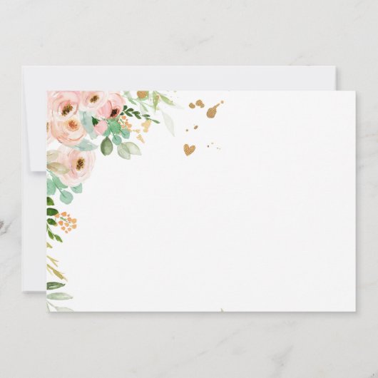 ワイルドワン1歳の誕生日招待状フローラピンク金ゴールド女の子 招待状 (裏面)