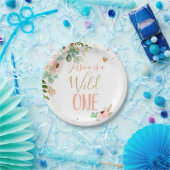 ワイルドワン1歳バースデーピンク金ゴールドガールフラワー ペーパープレート (パーティー)