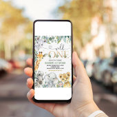 ワイルドワン1金ゴールドジャングルアニマルズ誕生日 招待状