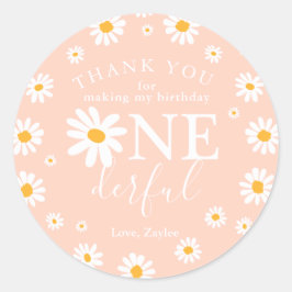 ワイルドワン1st誕生日パーティーボホレトロピーチデイジー ラウンドシール