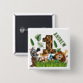 ワイルドワン1thバースデージャングルベビー誕生日 缶バッジ (正面&裏面)