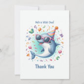 ワイルドワン1th誕生日ドルフィンテーマ サンキューカード (正面)