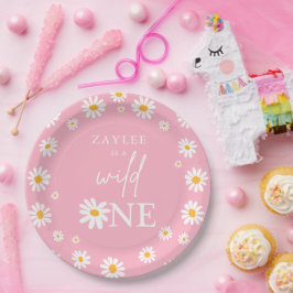 ワイルドワン1th誕生日パーティーボホレトロデイジー ペーパープレート
