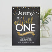 ワイルドワン1th誕生日招待状シャルボード 招待状 (スタンド正面)