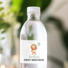 ワイルドワン かわいいライオン セージグリーン 風船 誕生日 ペットボトルラベル